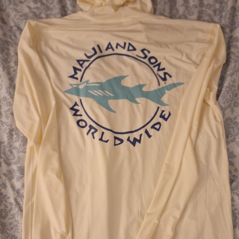 Maui and Sons Cream Shirt with Blue Shark Design